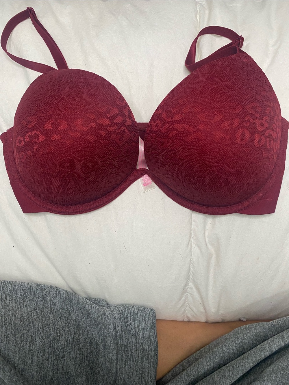 PINK Victoria's Secret Burgundy Lace Push-Up Bra